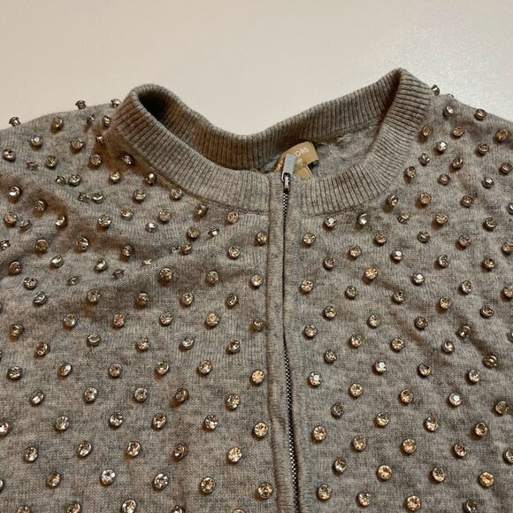 Micheal Kors Cashmere Sweater Cardigan Jacket Grey Studded - Picture 2 of 9